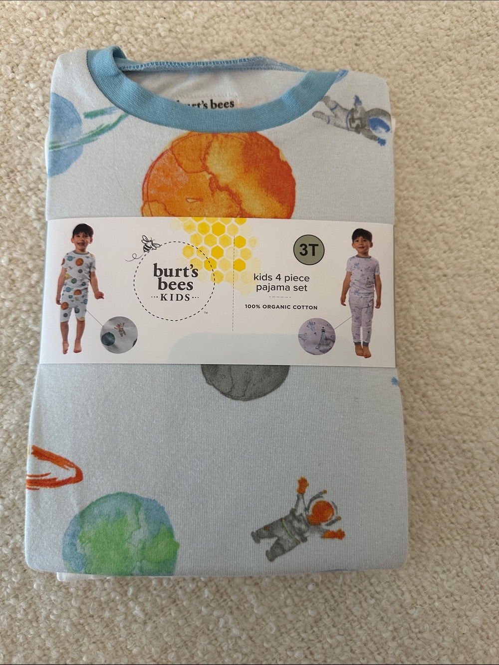 Burt's Bees Toddler Boy 4 Piece Pajama Space Pajama Set 3T